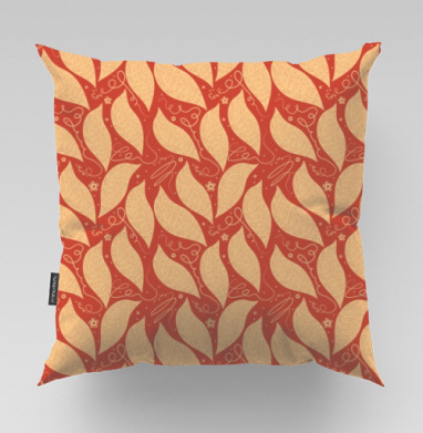 Organic Autumn Leaves Pattern / Узор Осенние Листья стильный домашний текстиль, Подушка велюр плюшевая 45х45