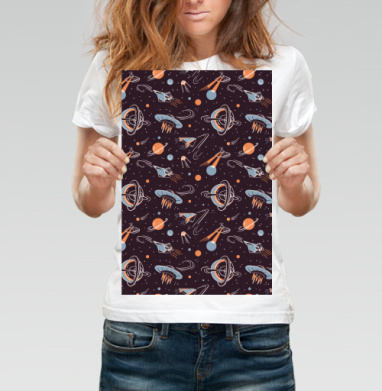 Ретро-футуристичная иллюстрация космоса и кораблей - Designed by Alenka Karabanova 