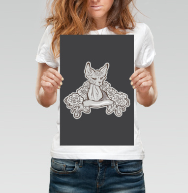 Стильная иллюстрация сфинкса с розами в тату стиле - Rapapazzi's prints