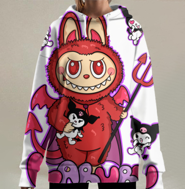 Лабубу и игрушка Куромми, Hoodie Long Oversize 3D
