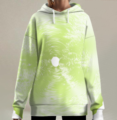 Срез Огурца Натуральная Свежесть Зеленых Тонов, Hoodie Long Oversize 3D