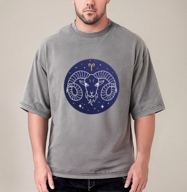 Знак зодиака Овен символ силы энергии, Футболка мужская варенка оверсайз