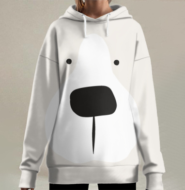Белый милый медведь, Hoodie Long Oversize 3D