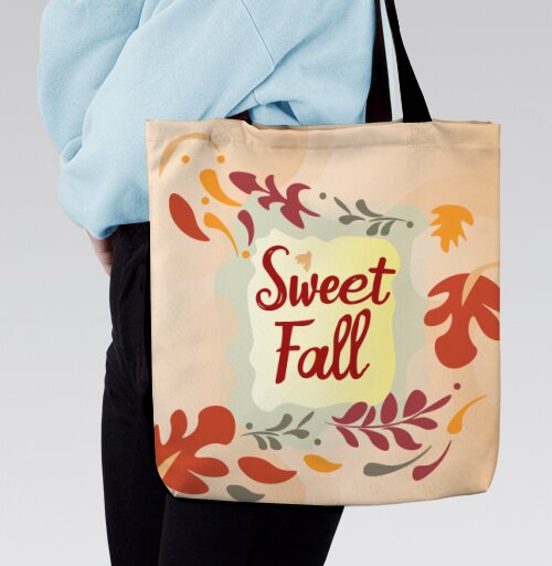 Осенние листья мягко падают под Sweet Fall, Сумка с ручкой и внутренним карманом на молнии