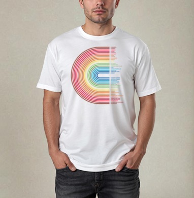 Rainbow Gradient Colors – Радужный Градиент Цветов, Футболка / Мужчинам / Pure / Белая / C принтом