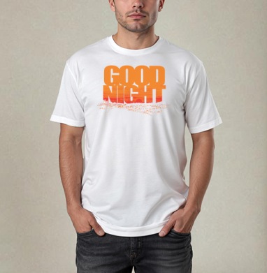 Доброе прощание ночи с динамичным распадом слов Good Night, Футболка / Мужчинам / Pure / Белая / C принтом