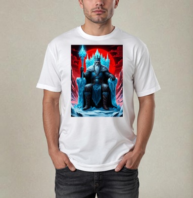 Powerful Eternal Ice King Sitting On Throne - Вечный Ледяной Король Трон - Магазин футболок jestkrd