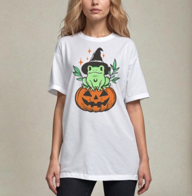 Witch Frog Pumpkin / Ведьма Лягушка Магия Хэллоуина Октябрь - Магазин футболок Geyzerrr_