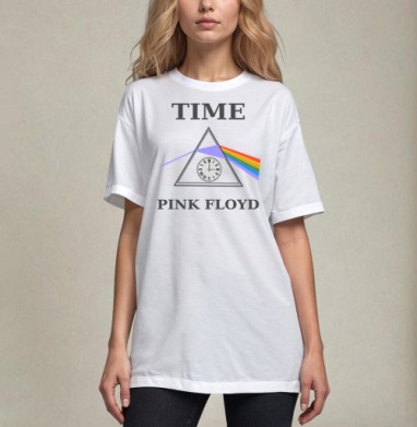 Преобразование света через время с часами Pink Floyd, Футболка / Унисекс / Оверсайз / Белая / C принтом