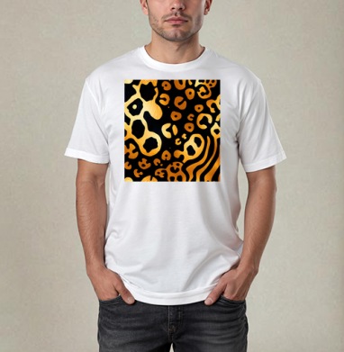 Golden Leopard Pattern / Золотой леопардовый узор для вашего дома, Футболка / Мужчинам / Pure / Белая / C принтом