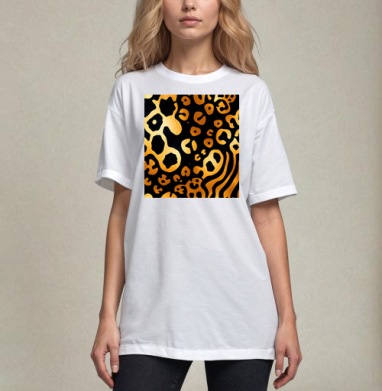 Golden Leopard Pattern / Золотой леопардовый узор для вашего дома, Футболка / Унисекс / Оверсайз / Белая / C принтом