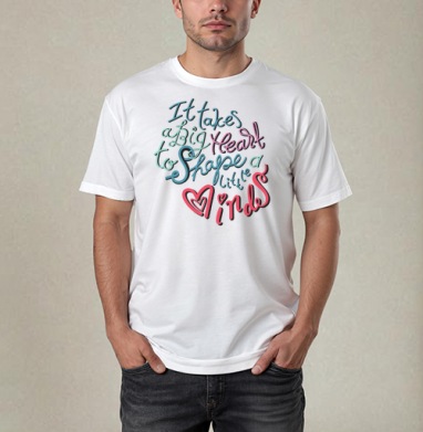 Большое сердце формирует маленький ум, Футболка / Мужчинам / Pure / Белая / C принтом