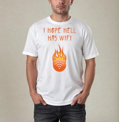 Flame WiFi / Адское пламя с Wi-Fi, Футболка / Мужчинам / Pure / Белая / C принтом