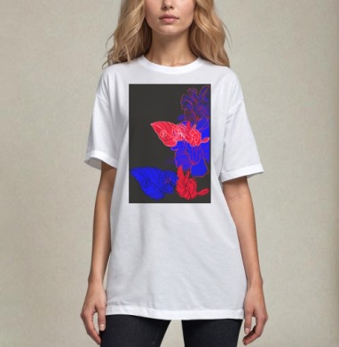 Floral print / Цветочный принт, Футболка / Унисекс / Оверсайз / Белая / C принтом