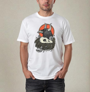 Гнездо ворона, Футболка / Мужчинам / Pure / Белая / C принтом
