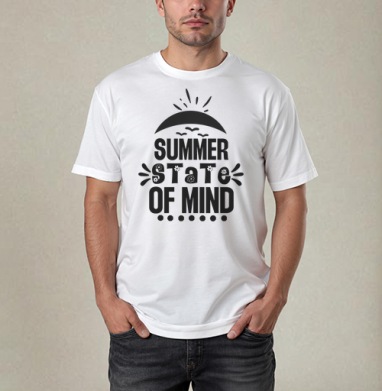 Летний настрой с солнцем и цветами оригинальный стиль, Футболка / Мужчинам / Pure / Белая / C принтом