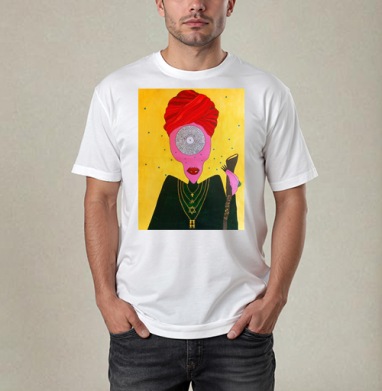 Загадочный духовный лидер в тюрбане и ожерелье, Футболка / Мужчинам / Pure / Белая / C принтом