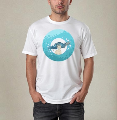 Меланхоличная девушка с синими волосами в воде - Магазин футболок Anabika - Дизайнерские принты
