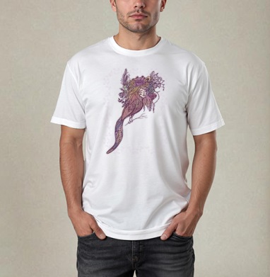 Райская птица Гамаюн, Футболка / Мужчинам / Pure / Белая / C принтом