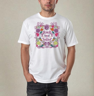 Skull in flowers / Череп в цветах, Футболка / Мужчинам / Pure / Белая / C принтом