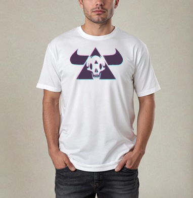 TRIANGLE SKULL BULL / Череп быка в треугольнике, Футболка / Мужчинам / Pure / Белая / C принтом