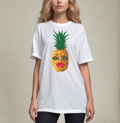 Fruity Lips / Фруктовые губки, Футболка / Унисекс / Оверсайз / Белая / C принтом