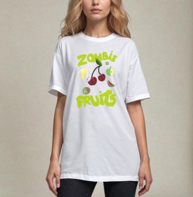 Неоновый принт Zombie Fruits с яркими фруктами - Магазин футболок blueberriepie - Дизайнерские принты
