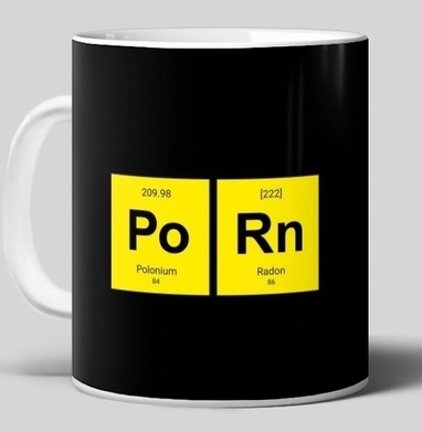 Шутливый постер «Po Rn» в стиле таблицы Менделеева, Кружка c принтом керамическая