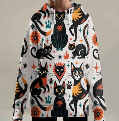 Забавные котики, Hoodie Long Oversize 3D