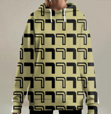 Геометрический узор с черными фигурами на бежевом фоне на подушках, Hoodie Long Oversize 3D