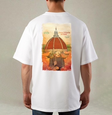 Уютная женщина под куполом Santa Maria del Fiore / Святая Мария Цветочная, Футболка / Мужская / Оверсайз / С принтом на спине