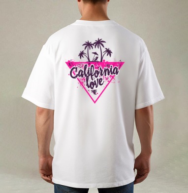 California love яркая романтика пальмовой вечеринки, Футболка / Мужская / Оверсайз / С принтом на спине