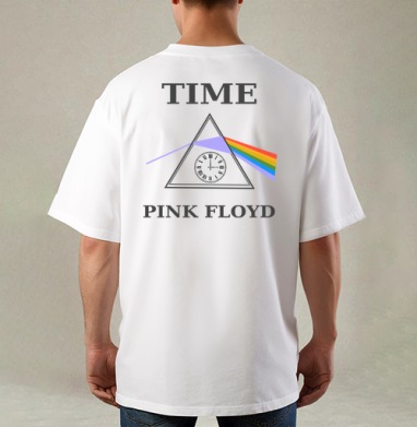 Преобразование света через время с часами Pink Floyd, Футболка / Мужская / Оверсайз / С принтом на спине