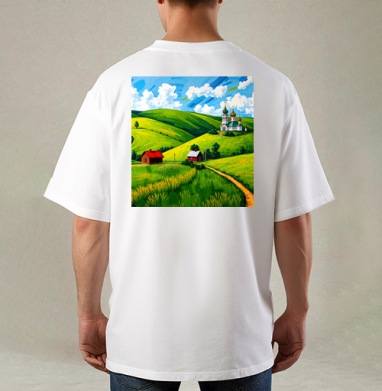 Village Summer Landscape - Летний сельский пейзаж с золотыми куполами церкви - Магазин футболок RazzhivinaKs - Дизайнерские принты