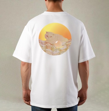 Majestic Cat Seer / Величественный Кот Провидец за мистической сферой, Футболка / Мужская / Оверсайз / С принтом на спине