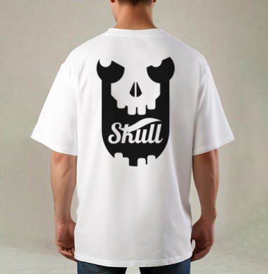 Стильный эмблема Skull с черепом – дерзкий дизайн, Футболка / Мужская / Оверсайз / С принтом на спине