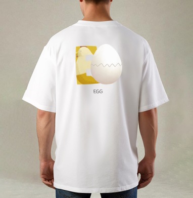 Egg, буква E из Живой Азбуки, Футболка / Мужская / Оверсайз / С принтом на спине