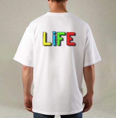 Яркое граффити LIFE — вдохновение и энергия жизни, Футболка / Мужская / Оверсайз / С принтом на спине