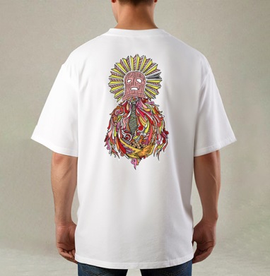 Яркое сюрреалистическое арт-существо в стиле поп-арт, Футболка / Мужская / Оверсайз / С принтом на спине