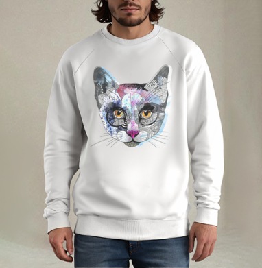 Кошка графика, Свитшот мужской белый