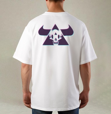 TRIANGLE SKULL BULL / Череп быка в треугольнике, Футболка / Мужская / Оверсайз / С принтом на спине