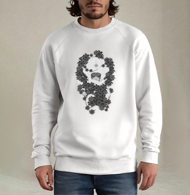 Enigmatic Face Hidden Among Baroque Florals / Лицо в цветочной броне, Свитшот мужской белый