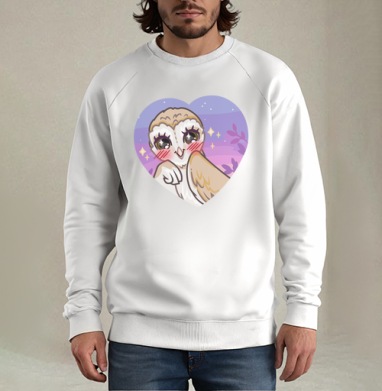 Cute owl / Милая сова, Свитшот мужской белый