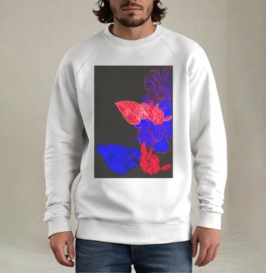 Floral print / Цветочный принт, Свитшот мужской белый