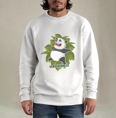 Радостная панда в прыжке / Joyful Panda HAPPINESS Счастье Радость - Магазин футболок yuanden - Дизайнерские принты
