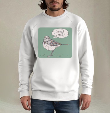 Spring bird / Весенняя птичка, Свитшот мужской белый