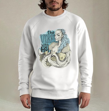 Virgin with a fish / Дева с рыбой, Свитшот мужской белый