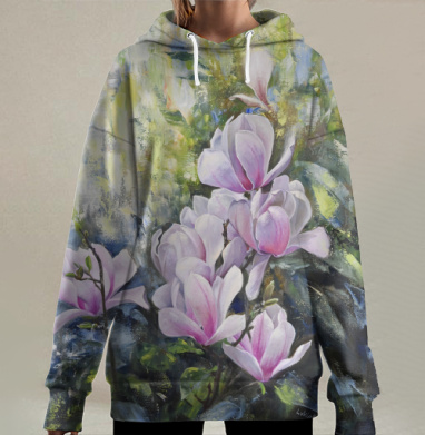 Розовая магнолия, Hoodie Long Oversize 3D