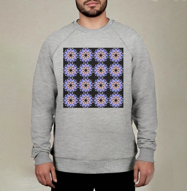Lavender abstract pattern with stars / Абстрактный лавандовый паттерн в современном стиле, Свитшот мужской меланж начес/петля