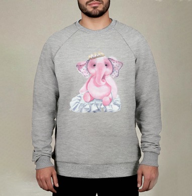 Pink elephant princess / Розовый слон-принцесса, Свитшот мужской меланж начес/петля